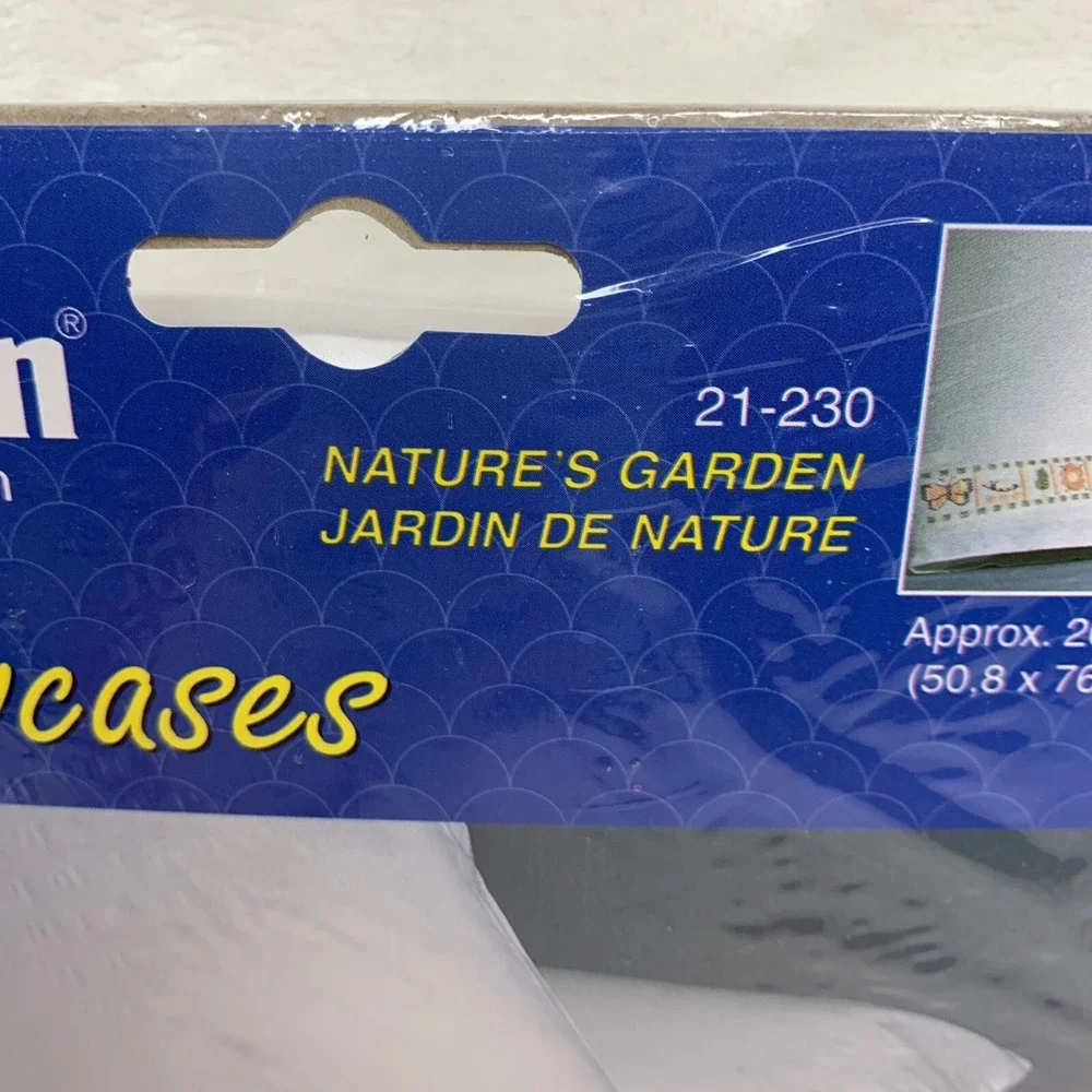 NIP Janlynn Nature's Garden pair pillowcases stamped Cross Stitch Embroidery NEW